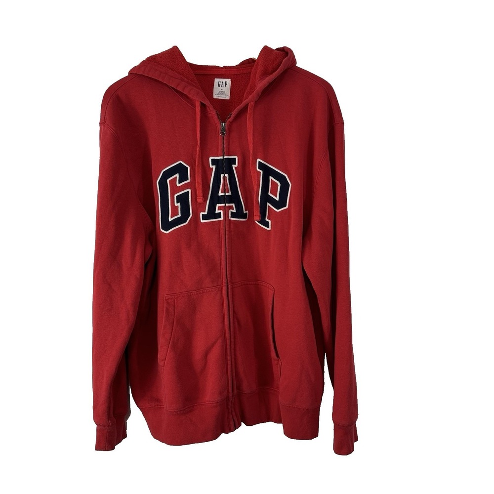 GAP Hoodie Sweatshirt‎ Men's XXL Blue Embroidered Logo Pockets Retro 90s Y2K Zip